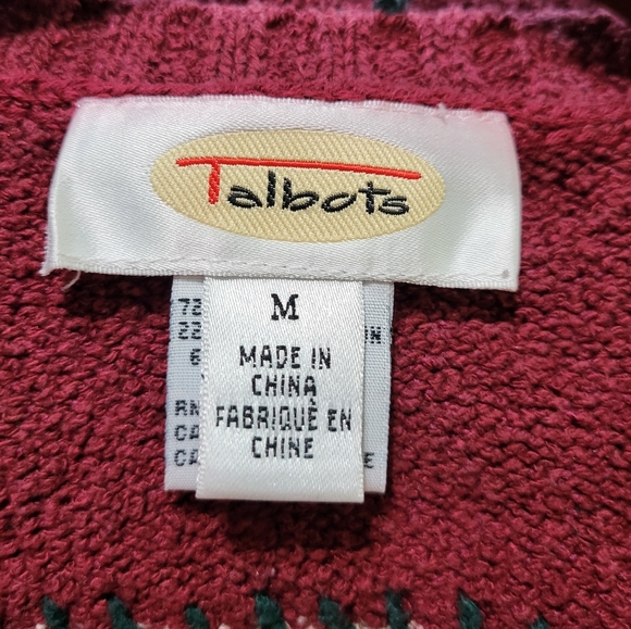 Vintage Talbots Silk Blend Ugly Christmas Sweater Embroidered Patchwork Sz M - Picture 7 of 9